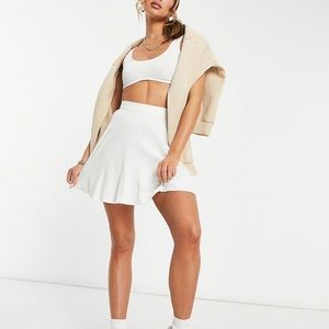 90s linen flappy mini skirt in white
